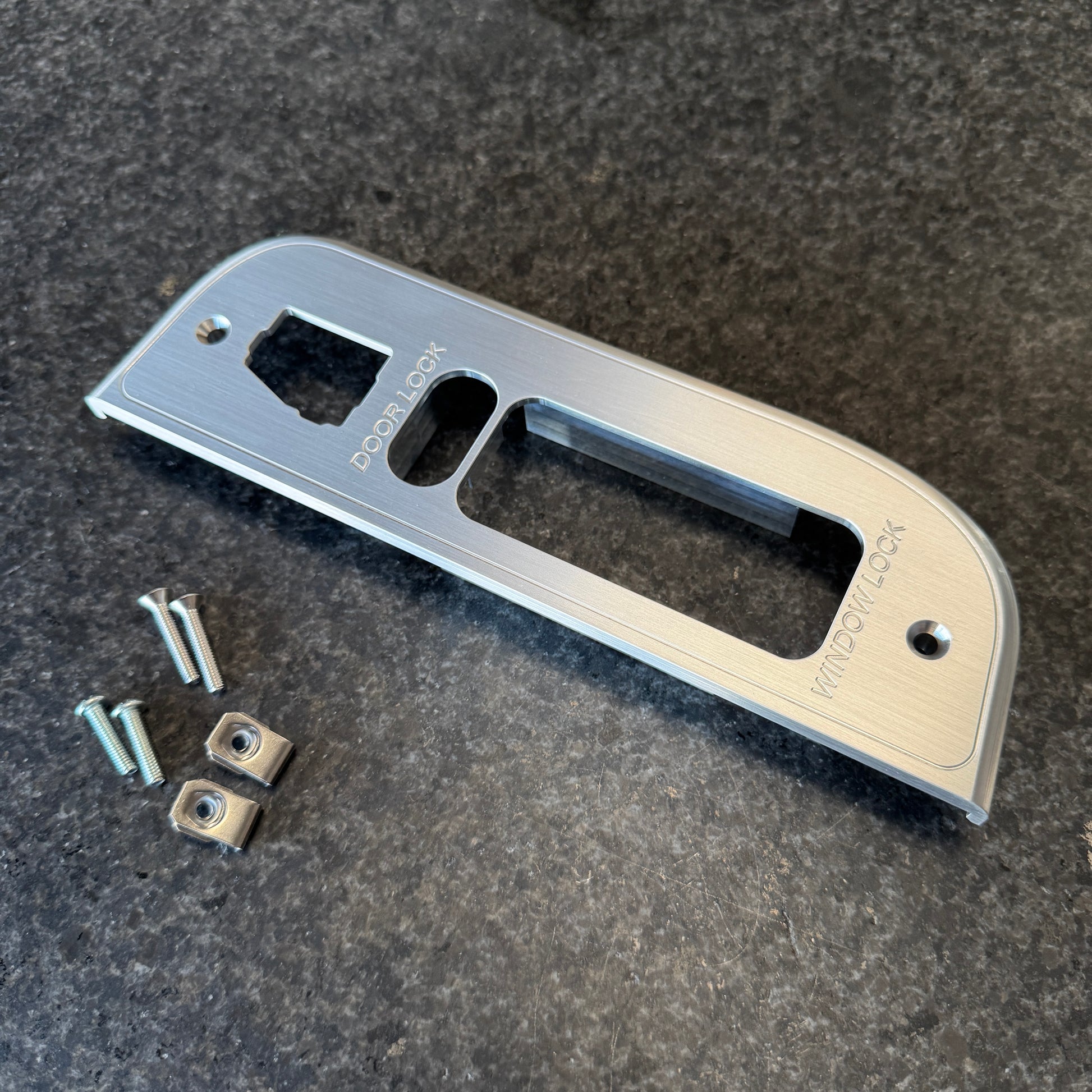 Install hardware included with the billet OBS Ford window switch bezel for 4 door trucks. Option: with Mirror Control