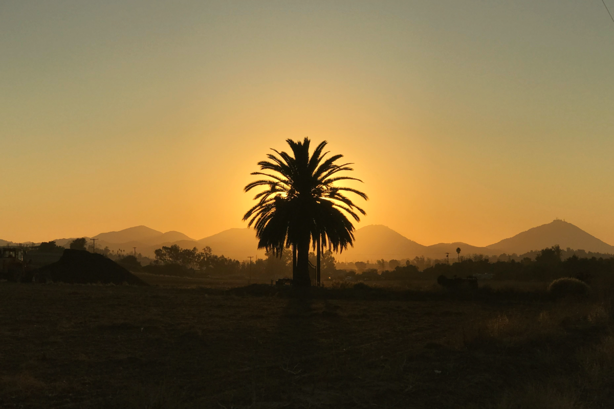 ramona sunset, mt woodson in background